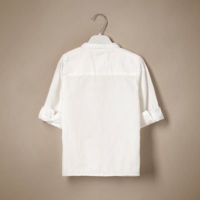 Mini boys white textured grandad shirt